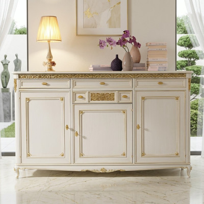 Commode Buffet Buffet Buffets Armoire en bois massif Meubles Commodes Blanc