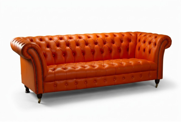 Canapé design 3 places Chesterfield Canapé Tissu Canapés Design Orange Instantané