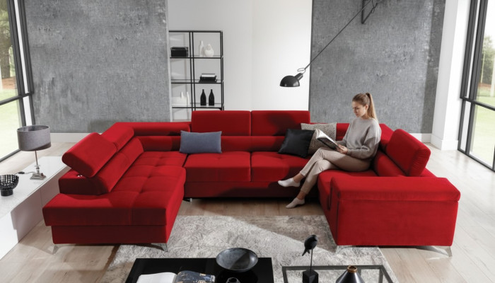 Canapé d'angle en forme de U Canapé Sofa Design Rembourrage Canapé-lit Fonction lit Paysage de vie