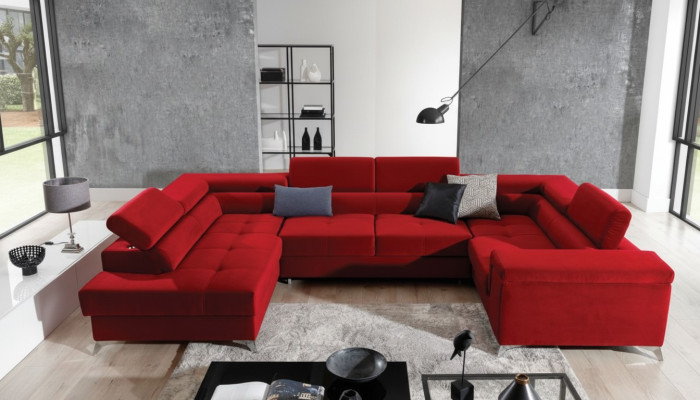 Canapé d'angle en forme de U Canapé Sofa Design Rembourrage Canapé-lit Fonction lit Paysage de vie
