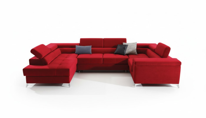 Canapé d'angle en forme de U Canapé Sofa Design Rembourrage Canapé-lit Fonction lit Paysage de vie