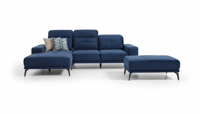 Canapé design Canapé d'angle Canapé en tissu Suite Rembourrage paysager vivant en forme de L Bleu
