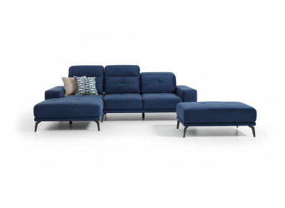 Canapé design Canapé d'angle Canapé en tissu Suite Rembourrage paysager vivant en forme de L Bleu