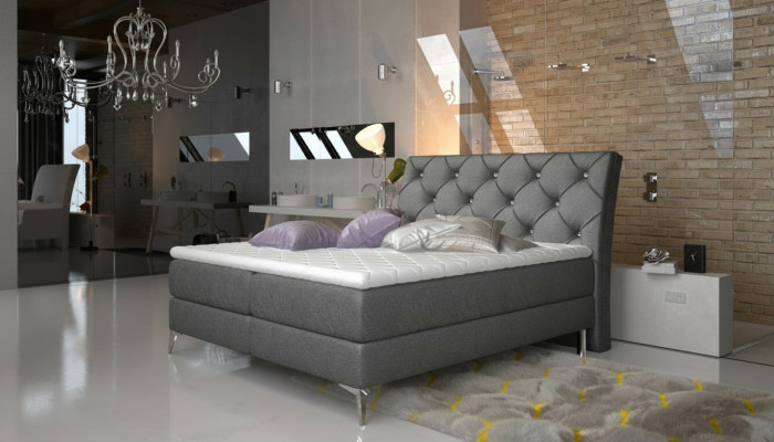Lit de designer Chambre à coucher Lits Textile Hôtel Tapisserie Chesterfield Sommier à ressorts