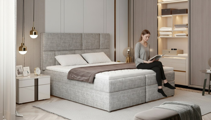 Lit rembourré de designer de luxe Lit Lits Lit design Boxspring Textile 180x200