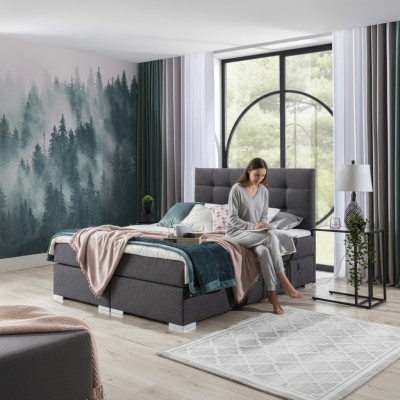 Ensemble complet Matelas & Surmatelas Lit Box Spring Tissu Textile de Lit Rembourré