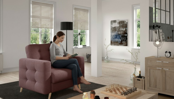 Fauteuil Fauteuil Designer Rembourrage Tissu Détente Tissu Salon neuf TV 1 Place