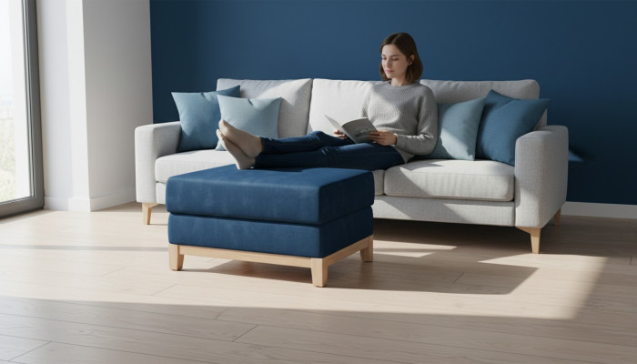 Design Siège Tabouret Ottoman Ottomane Siège Chaise Rembourré Pufa Bleu