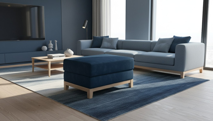 Design Siège Tabouret Ottoman Ottomane Siège Chaise Rembourré Pufa Bleu