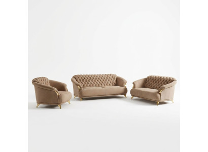 Canapé Chesterfield Design Ensemble de sièges 3+2+1 en cuir de luxe