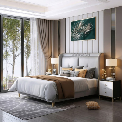Luxus-Schlafzimmerbett Polsterdesign Doppel-Hotelheirat Luxusbetten