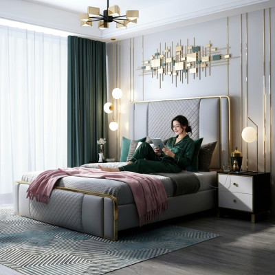 Lit double de concepteur Lit Hôtel de luxe 140/160x200 cm Cuir