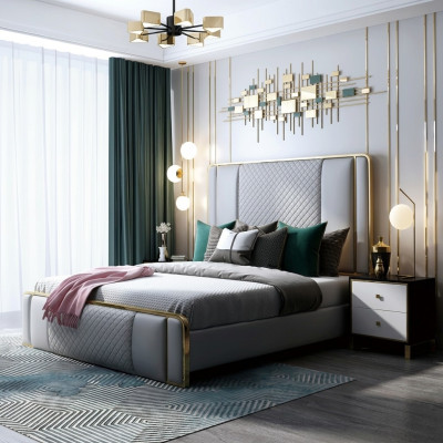 Lit double de concepteur Lit Hôtel de luxe 140/160x200 cm Cuir