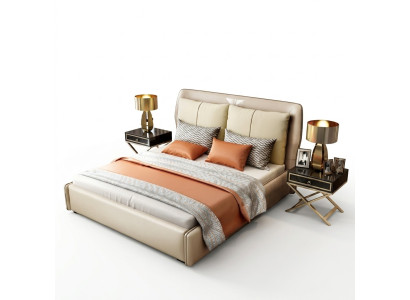 Chambre de luxe Designer Lit double Lit 180/200x200cm Cuir Métal