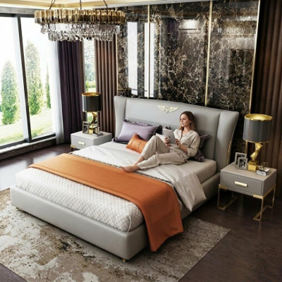 Chambre de luxe Concepteur lit double Lit Hôtel 180/200x200cm Cuir