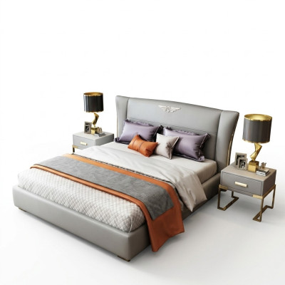 Chambre de luxe Concepteur lit double Lit Hôtel 180/200x200cm Cuir