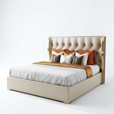 Lit double de designer Lit Hôtel de Luxe Chambre à coucher 180/200x200cm Cuir