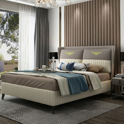Lit double de designer Lit Hôtel Luxueux Chambre en cuir 150/180x200cm nouveau