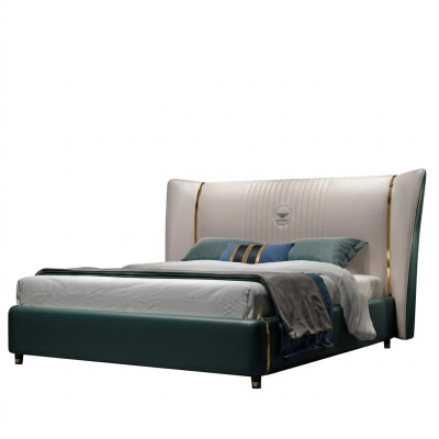 Chambre de luxe Lit double Lit 180/200x200cm Cuir Métal nouveau