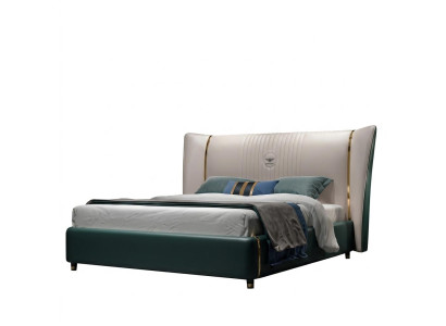 Chambre de luxe Lit double Lit 180/200x200cm Cuir Métal nouveau