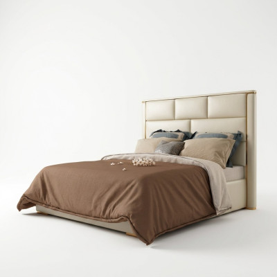 Designer Lit Double Hôtel Chambre de Luxe 180x200cm Cuir Métal
