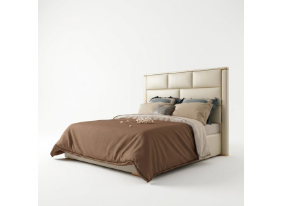 Designer Lit Double Hôtel Chambre de Luxe 180x200cm Cuir Métal