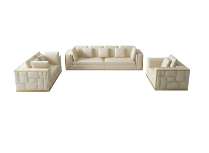 Conception canapé canapé rembourrage siège suite 3+2+1+ chaise longue cuir de luxe