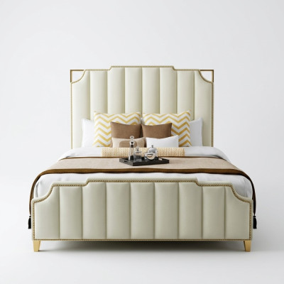 Designer lit double Lit Hôtel Chambre de luxe 180x200cm Cuir Métal