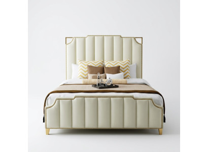 Designer lit double Lit Hôtel Chambre de luxe 180x200cm Cuir Métal