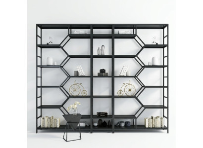 Étagère en métal. Cloison de designer. Étagères de luxe de style loft. Ensemble de 3 pièces pour armoire.