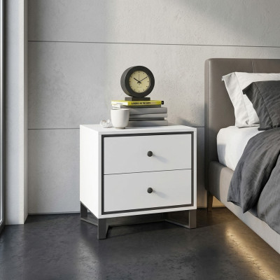 Table de chevet, table de nuit, commode, table d'appoint en acier inoxydable doré brillant