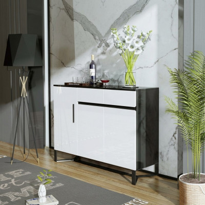 Commode Buffet Vaisselier Armoire Buffet 3 portes 2 tiroirs