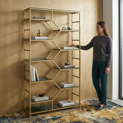 Étagère métallique de séparation de luxe pour designer de placards en or 3 pièces