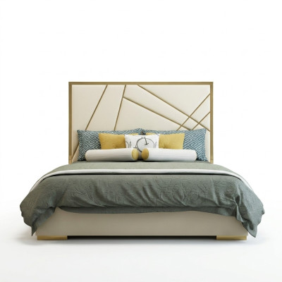 Lit double de designer Lit Hôtel de décoration de luxe Chambre 180/200x200cm Cuir
