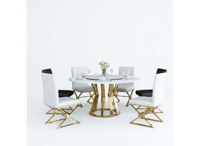 Salle à manger Suite Table à manger moderne + 6 chaises en métal et cuir ensemble