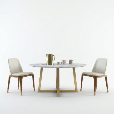 Conception Table à manger ronde Tables rondes en métal Salon de luxe Or