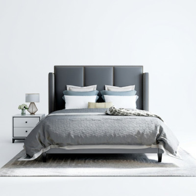 Lit en cuir de luxe métal doré Design Lits rembourrés Hôtel 180x200cm