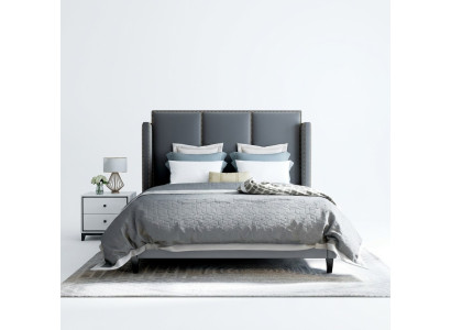 Lit en cuir de luxe métal doré Design Lits rembourrés Hôtel 180x200cm