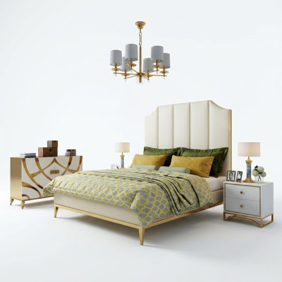 Décoration de literie de lit de luxe pour chambre de couchage de l'hôtel double en cuir