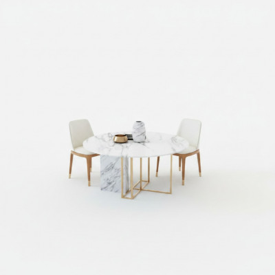 Table à manger en bois avec éléments en acier inoxydable Tables décoratives Mobilier de salle à manger