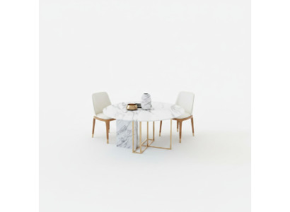 Table à manger en bois avec éléments en acier inoxydable Tables décoratives Mobilier de salle à manger