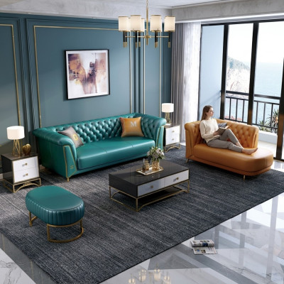 Moderne Suite Colorée Canapé en Cuir 4 Places Chaise Longue Longueuil