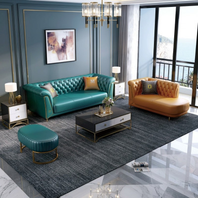 Moderne Suite Colorée Canapé en Cuir 4 Places Chaise Longue Longueuil