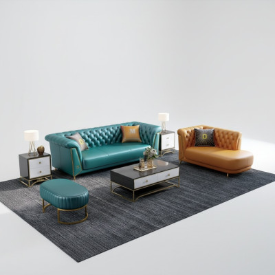 Moderne Suite Colorée Canapé en Cuir 4 Places Chaise Longue Longueuil