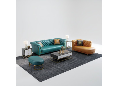 Moderne Suite Colorée Canapé en Cuir 4 Places Chaise Longue Longueuil