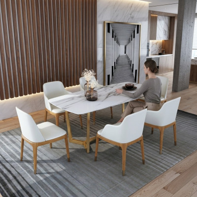 Table de salle à manger en acier inoxydable de designer de luxe 160x90 cm pour salon