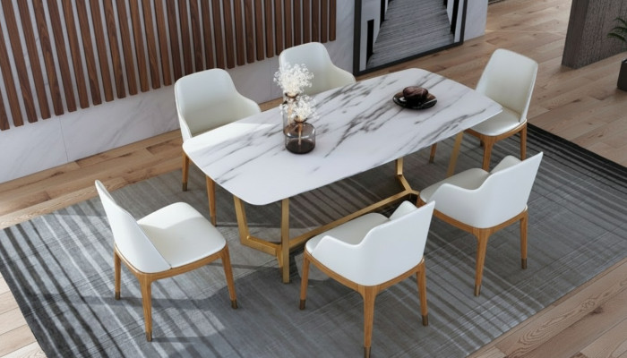 Table de salle à manger en acier inoxydable de designer de luxe 160x90 cm pour salon
