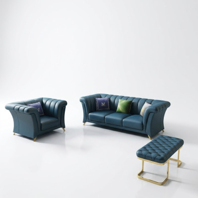 Canapé designer avec ensemble de sièges rembourrés 3+1 places + tabouret
