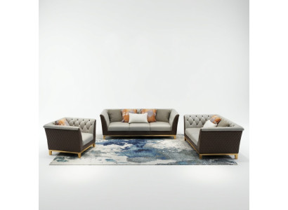 Canapé Canapé Ensemble Siège Rembourrage Complet Jeu de 3+2+1 Canapés Design Chesterfield