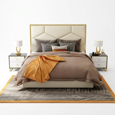Décoration de lit Design Luxueux pour Chambre Double d'Hôtel en Cuir
